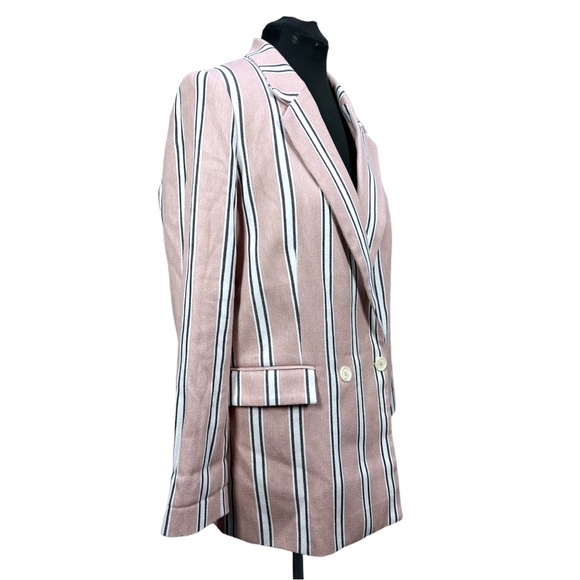 Free People Uptown Girl Striped Cotton Blazer In Rose Size Medium - Picture 3 of 14